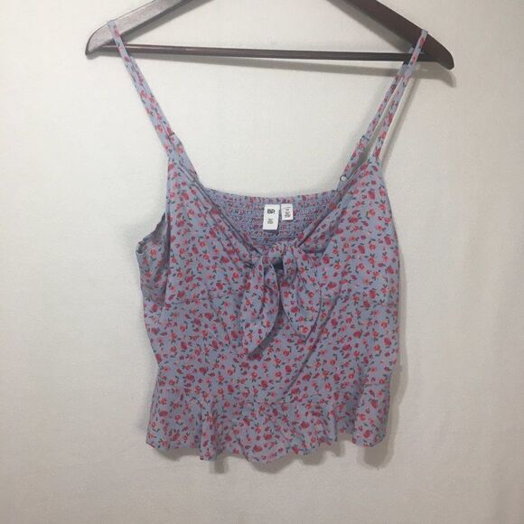 BP. Floral Tie Front Smocked Back Blue Cami Sz M NWT - Picture 3 of 10